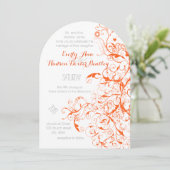 Orangefarbene Korallenvögel und Wirbel Hochzeitsei Einladung (Stehend Vorderseite)