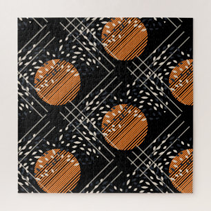 Orangefarbene Kreise Abstraktes Vintages Muster Puzzle