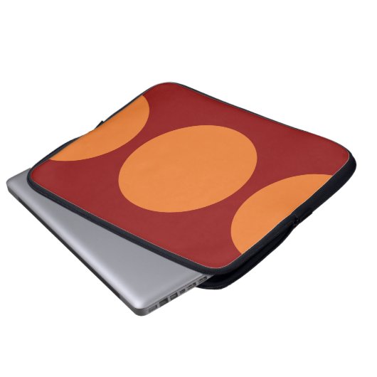 Orangefarbene Kreise Laptopschutzhülle (Vorne Knopf)