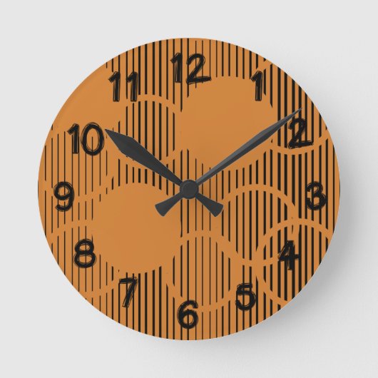 Orangefarbene Kreise Runde Wanduhr (Vorderseite)