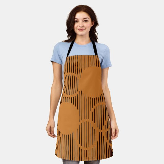 Orangefarbene Kreise Schürze (Getragen)