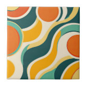 Orangefarbene Kreise und Farbstreifen Fliese (Vorderseite)