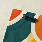 Orangefarbene Kreise und Farbstreifen Strandtuch (Beispiel)