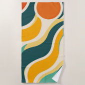 Orangefarbene Kreise und Farbstreifen Strandtuch (Vorderseite)
