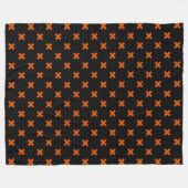Orangefarbene Kreuzstiche auf schwarz Fleecedecke (Vorderseite (Horizontal))