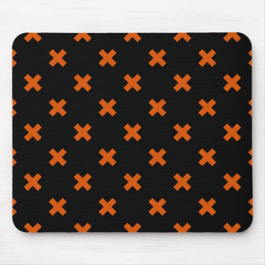 Orangefarbene Kreuzstiche auf schwarz Mousepad (Vorne)