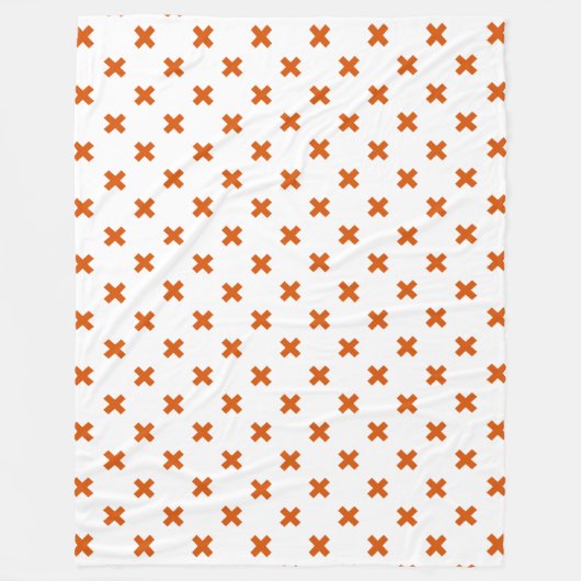 Orangefarbene Kreuzstiche auf weiß Fleecedecke (Vorderseite)