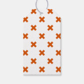 Orangefarbene Kreuzstiche auf weiß Geschenkanhänger (Vorderseite)