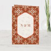 Orangefarbene Kreuzstiche in einer Sikh-Hochzeit Einladung (Rückseite)