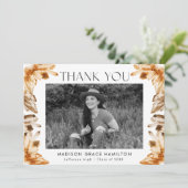 Orangefarbene Kristalle Foto Abschluss Dankeskarte (Stehend Vorderseite)