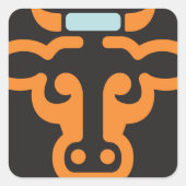 Orangefarbene Kühe Kopfkleber Quadratischer Aufkleber (Vorderseite)