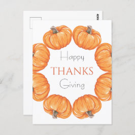 Orangefarbene Kürbis Aquarellfarben dank Gabe Postkarte