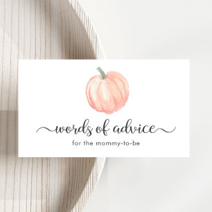 Orangefarbene Kürbiswörter für die Babydusche Begleitkarte