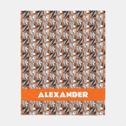 Orangefarbene Lacrosse Blöcke Fleecedecke (Vorderseite)