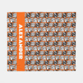 Orangefarbene Lacrosse Blöcke Fleecedecke (Vorderseite (Horizontal))