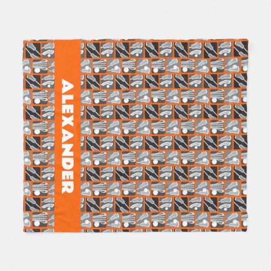 Orangefarbene Lacrosse Blöcke Fleecedecke (Vorderseite (Horizontal))