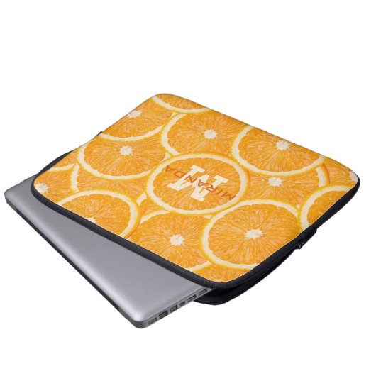 Orangefarbene Laptop-Ärmel für Monogramm Laptopschutzhülle (Vorne Knopf)