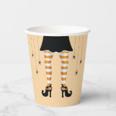 Orangefarbene Legen und graue Spinnen Halloween Pappbecher (Vorderseite)