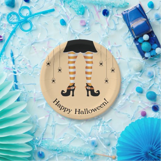 Orangefarbene Legen und Spinnen glücklich Hallowee Pappteller (Party)