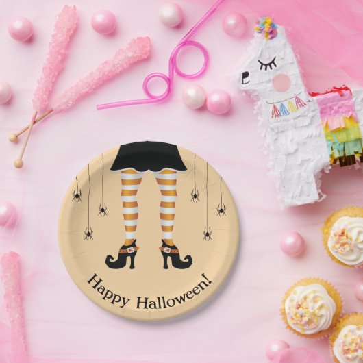 Orangefarbene Legen und Spinnen glücklich Hallowee Pappteller (Party)