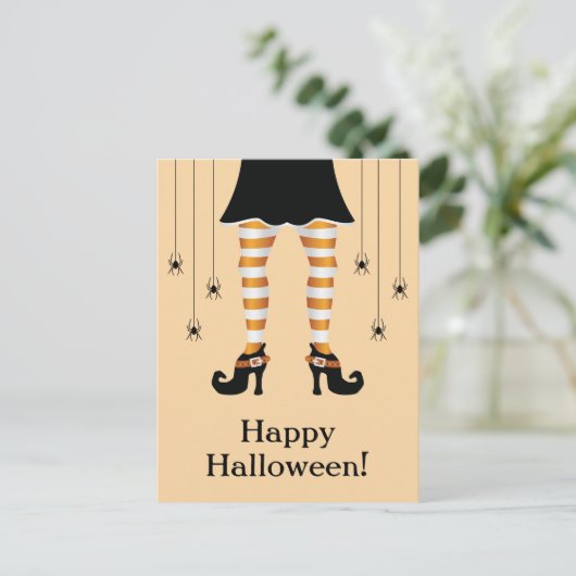 Orangefarbene Legen und Spinnen glücklicher Hallow Postkarte (Stehend Vorderseite)