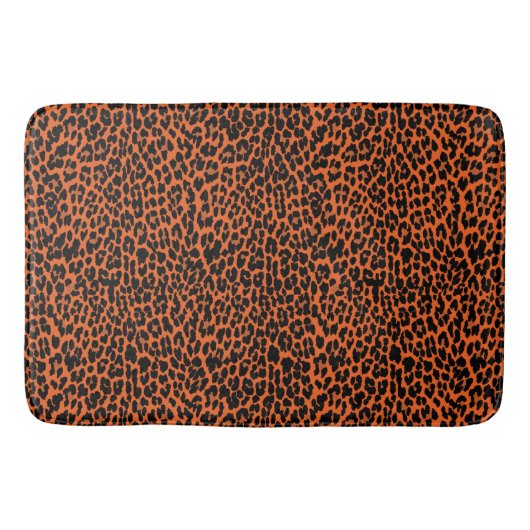 Orangefarbene Leopardrucke Badematte (Vorderseite)