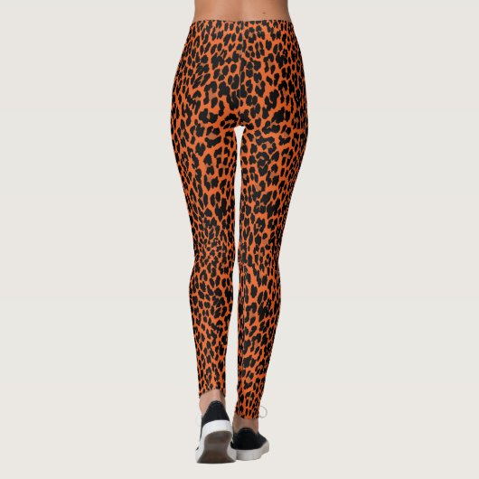 Orangefarbene Leopardrucke Leggings (Rückseite)