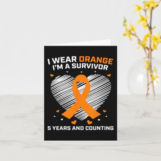 Orangefarbene Leukämie Geschenke 5 Jahre Krebs fre Karte (Gelbe Blume)