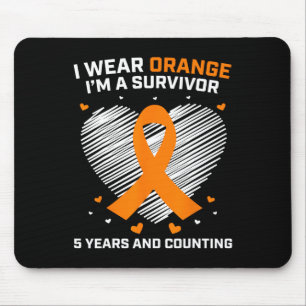 Orangefarbene Leukämie Geschenke 5 Jahre Krebs fre Mousepad