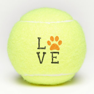 Orangefarbene LIEBE Pfoten Tennis und Tierwelt Lov Tennisbälle