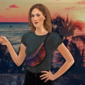 Orangefarbene Lila Sonnenuntergangstöne Blumenmust Bauchtasche