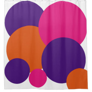 Orangefarbene, Lila und Hot-Pink-Polka-Punkte Duschvorhang