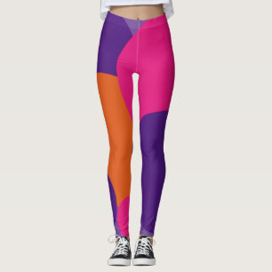 Orangefarbene, Lila und Hot-Pink-Polka-Punkte Leggings
