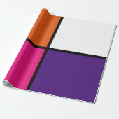 Orangefarbene, Lila und Hot-Pink-Quadrate Geschenkpapier (Ungerollt)