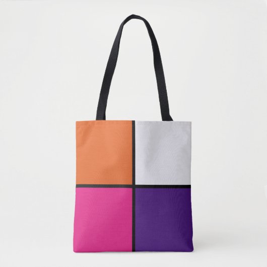 Orangefarbene, Lila und Hot-Pink-Quadrate Tasche (Vorderseite)