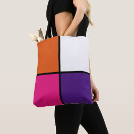 Orangefarbene, Lila und Hot-Pink-Quadrate Tasche