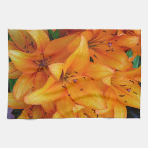 Orangefarbene Lilie Blume Design Küchentücher