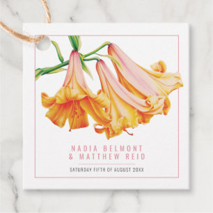 Orangefarbene Lilienhochzeit Blume Aquarell Geschenkanhänger