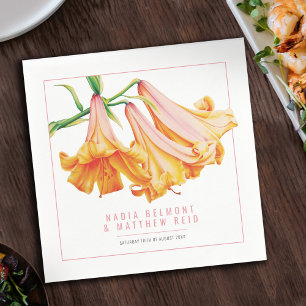 Orangefarbene Lilienhochzeit Blume Serviette
