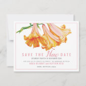 Orangefarbene Lilienhochzeit rettete das NEUE Datu Save The Date (Vorderseite)