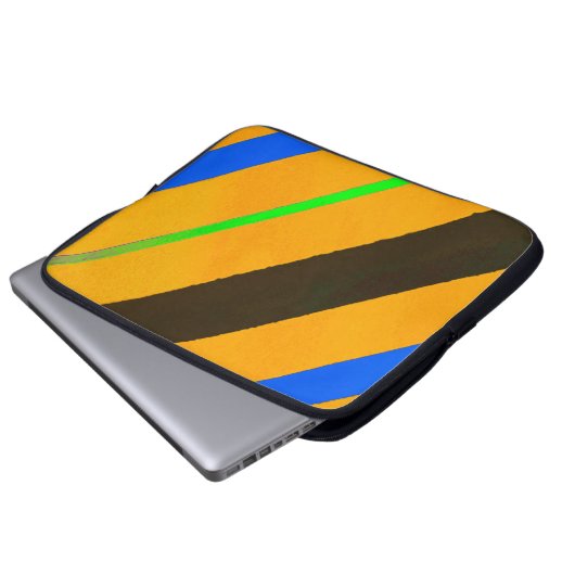 Orangefarbene Linien Laptopschutzhülle (Vorne Knopf)