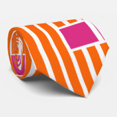 Orangefarbene Linien und rosa Schachteln Krawatte (Gerollt)