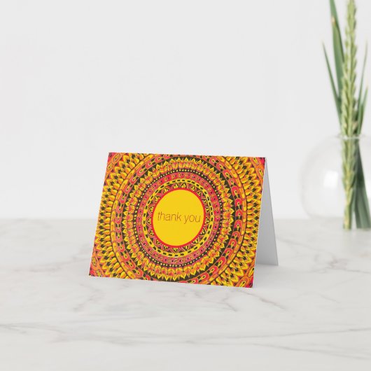 Orangefarbene Mandala-Dankeschön-Karte gefaltet (Vorderseite)