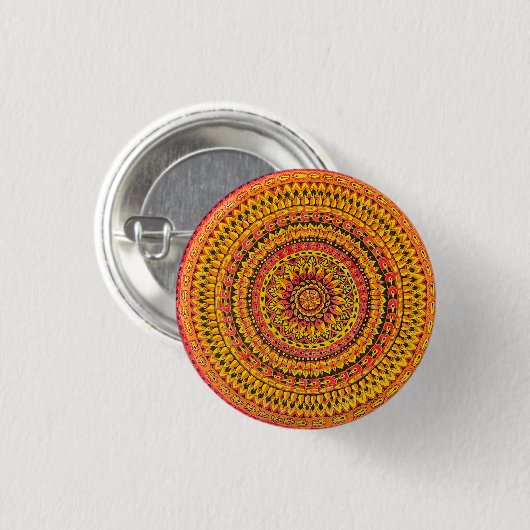 Orangefarbene Mandala Originalkunst Button (Vorne & Hinten)