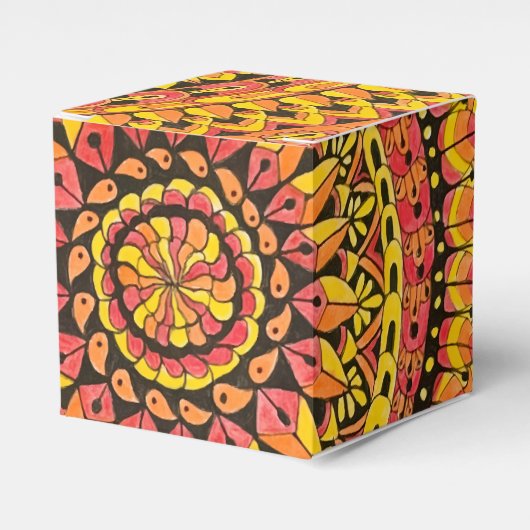 Orangefarbene Mandala Originalkunst Geschenkschachtel (Vorderseite)