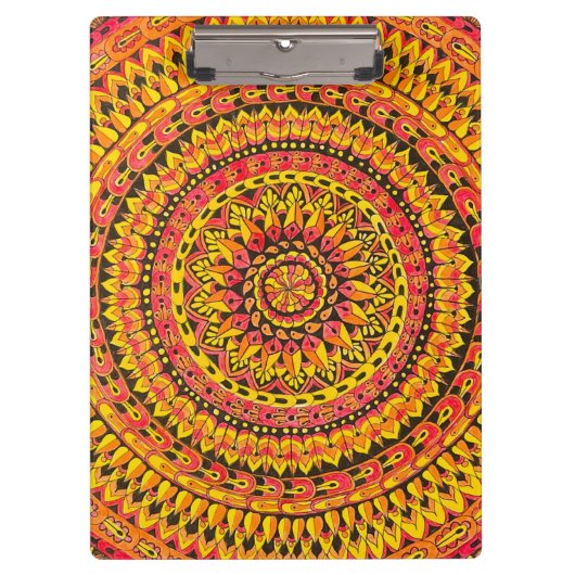 Orangefarbene Mandala Originalkunst  Klemmbrett (Vorderseite)