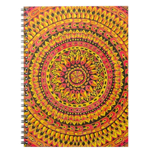 Orangefarbene Mandala Originalkunst Notizblock (Vorderseite)