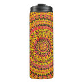 Orangefarbene Mandala Originalkunst Thermosbecher (Vorderseite)