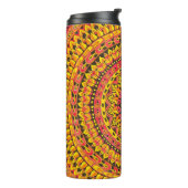 Orangefarbene Mandala Originalkunst Thermosbecher (Nach links gedreht)