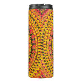 Orangefarbene Mandala Originalkunst Thermosbecher (Rückseite)